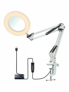 Лампа настольная с лупой и подсветкой для работы 10х Орбита OT-INL88 Белая